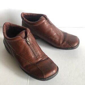 Naturalizer Brown Zip Front Leather Loafers, 7.5 M